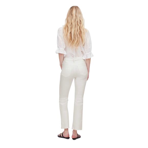 Madewell White Kick Out Crop Jeans 23 Mid Rise Ankle Flare Denim NWT - Picture 4 of 10